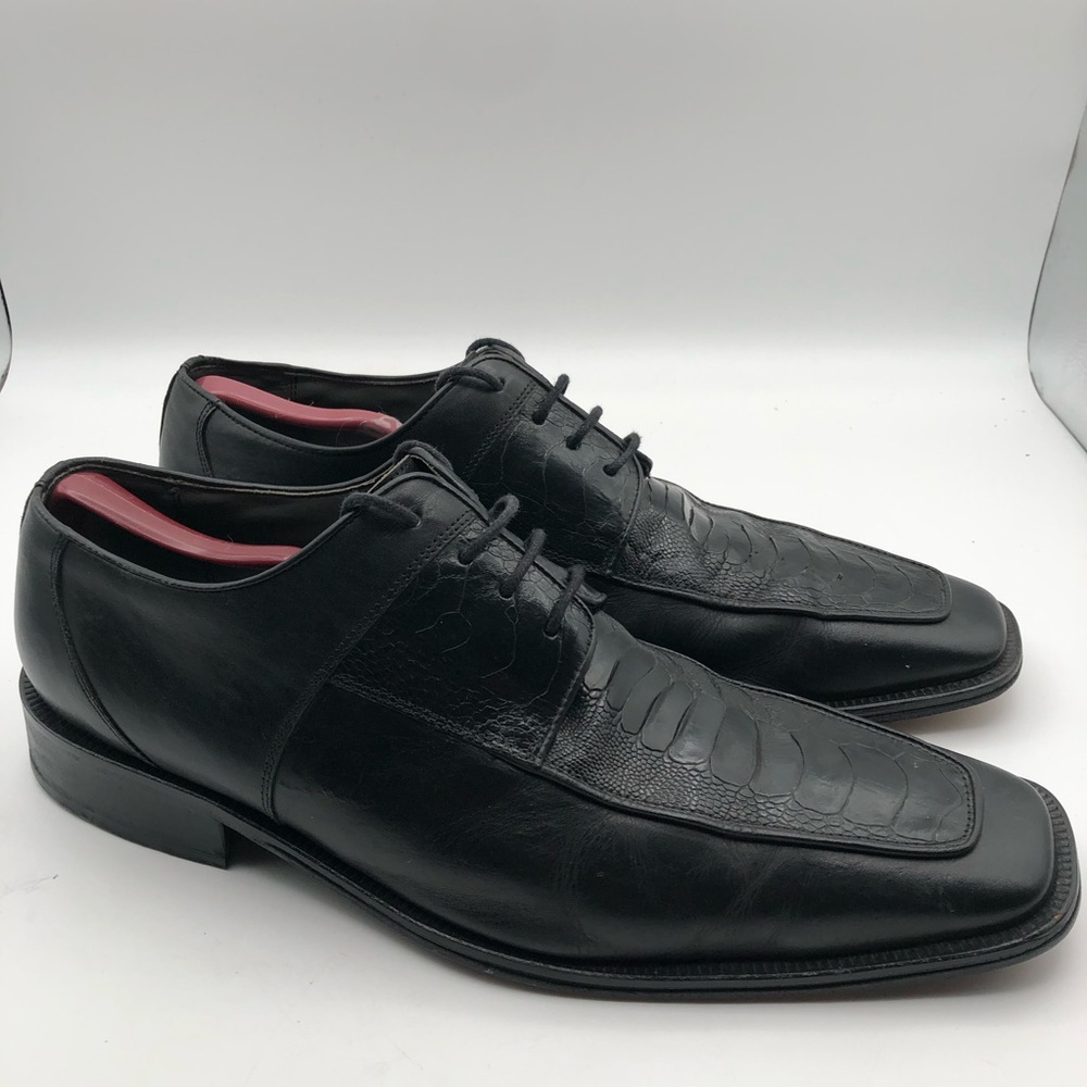 David Eden Regis Men's Size 13 Black Ostrich‎ Exotic Oxford Shoes